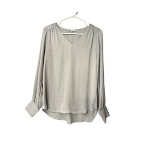 Maison dAmelie Paris Grey Oversized V Neck Long Sleeve Blouse Top Women‎ XS